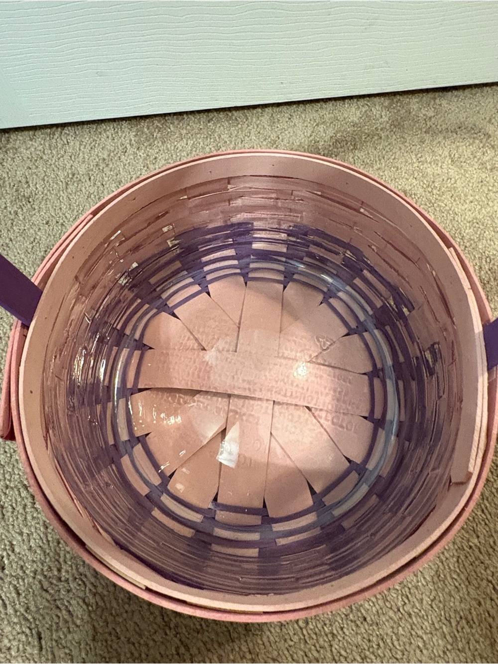 Longaberger Pink and Purple Woven Basket - Picture 3 of 5